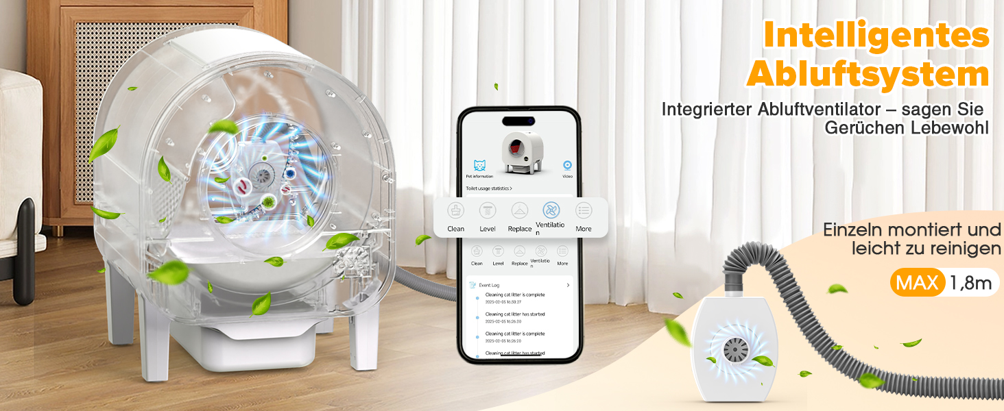 Автоматичний лоток для котів з камерою, 90л, самоочисний, для кількох котів, без запаху, з датчиками, керування через додаток, захист від защемлення