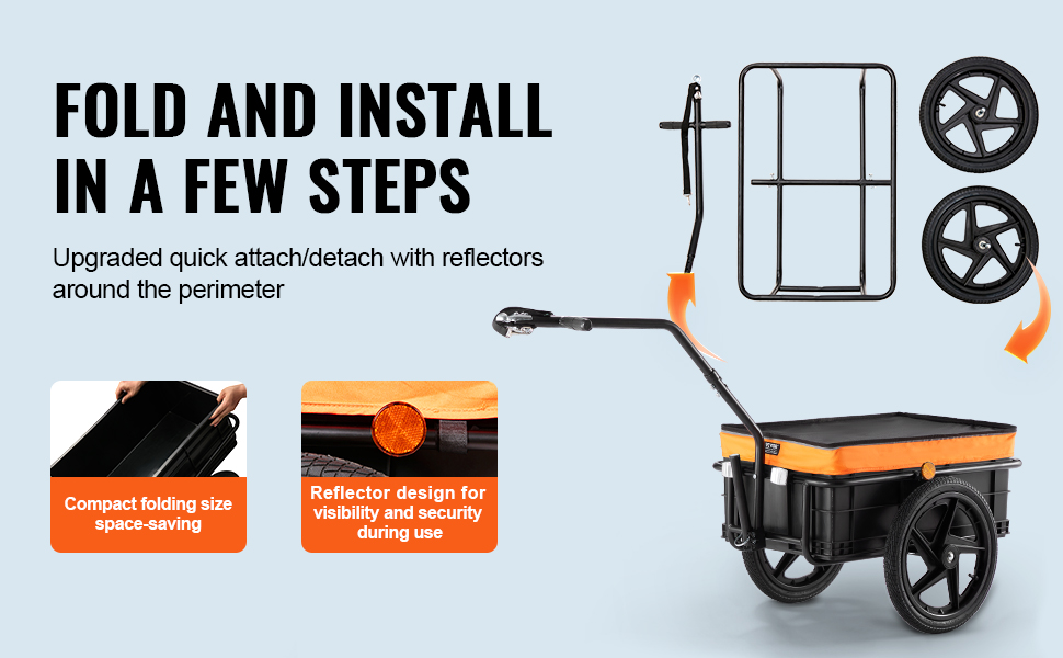 Фаркоп для велосипеда VEVOR, вантажопідйомність 88/100/72,6 кг, складаний, компактний, універсальний (40 кг)