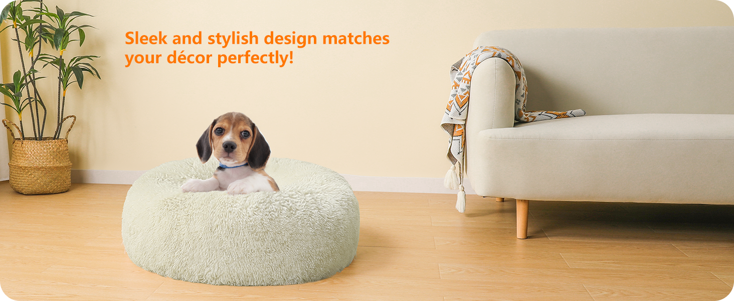 Ортопедичне ліжко для собак, кругле, м'яке, для котів та собак, 60 см, бежеве