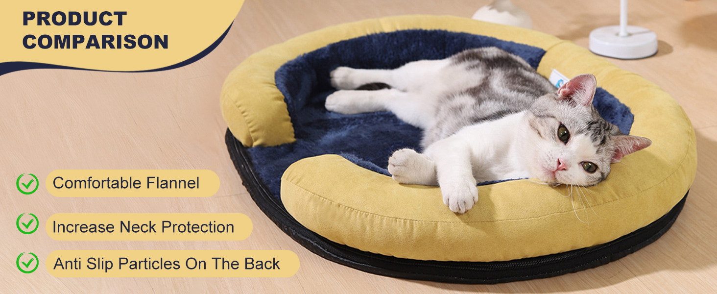 Ортопедичне ліжко для собак PETCUTE великих порід, зручне, з антиковзною основою та знімним чохлом, блакитне