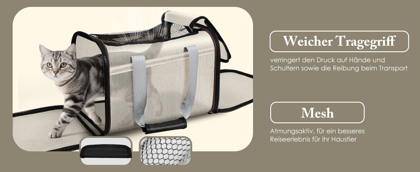 Транспортна переноска для котів та цуценят HEVOL до 10 кг, дихаюча сітка, легка, складна переноска для тварин, підходить для ветеринара, авто, літака
