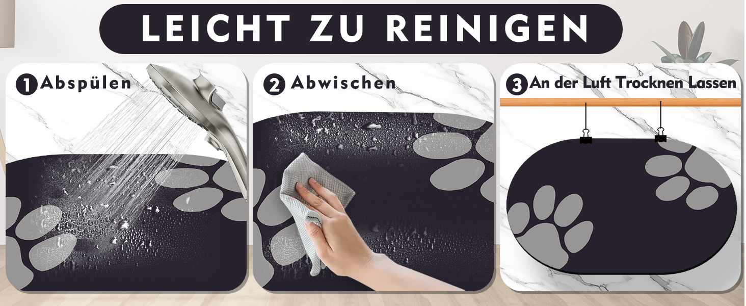 Підкладка під миску для собак та котів METEOROCK, 71x43 см, чорна, швидковисихаюча, для кількох тварин