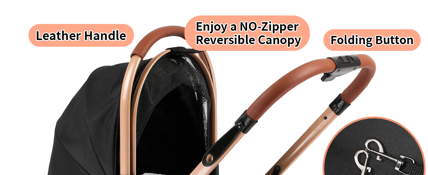 Візок для собак та котів EchoSmile 20 кг, 4-в-1, чорний: складаний, з колесами 360°, сітчастими вікнами