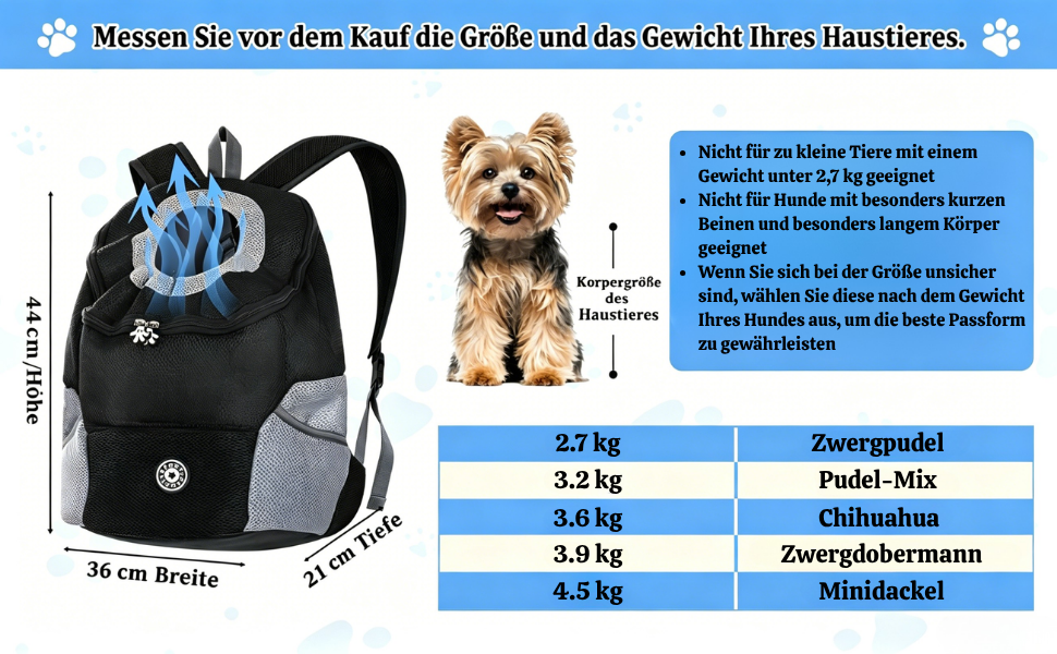 Рюкзак-переноска для собак і котів до 6.5 кг Hunderucksack: зручний, дихаючий, з виходом для голови та фіксатором, регульований для подорожей та прогулянок, чорний