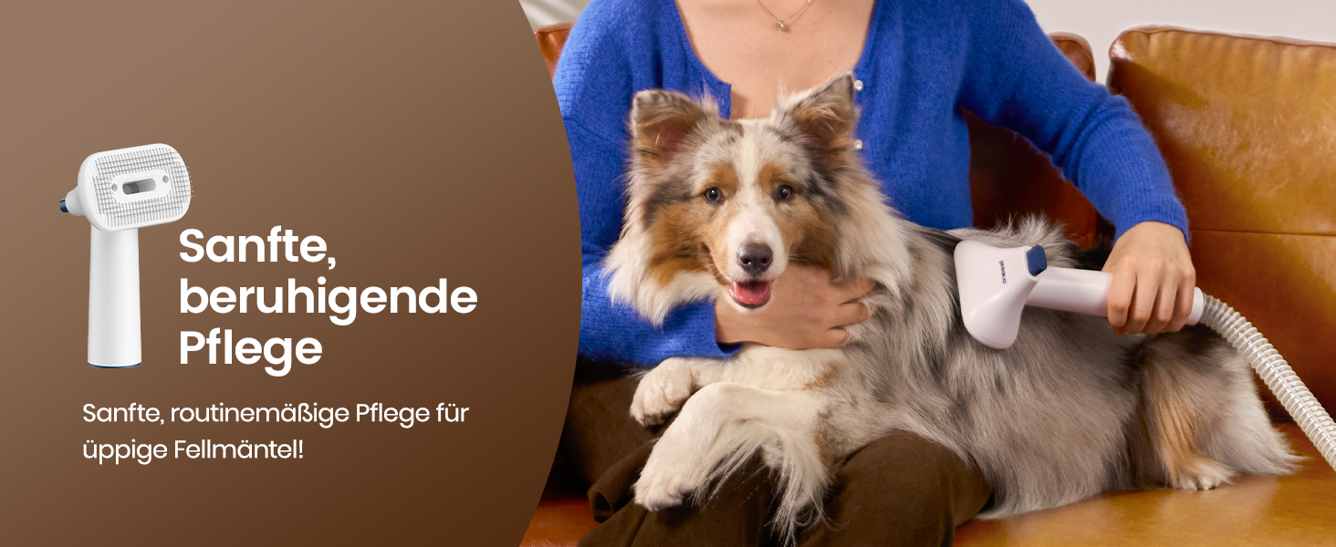 Машинка для стрижки собак Oneisall з пилососом, 15000 Па, видаляє 99.99% шерсті, тиха, 6 насадок для догляду за тваринами