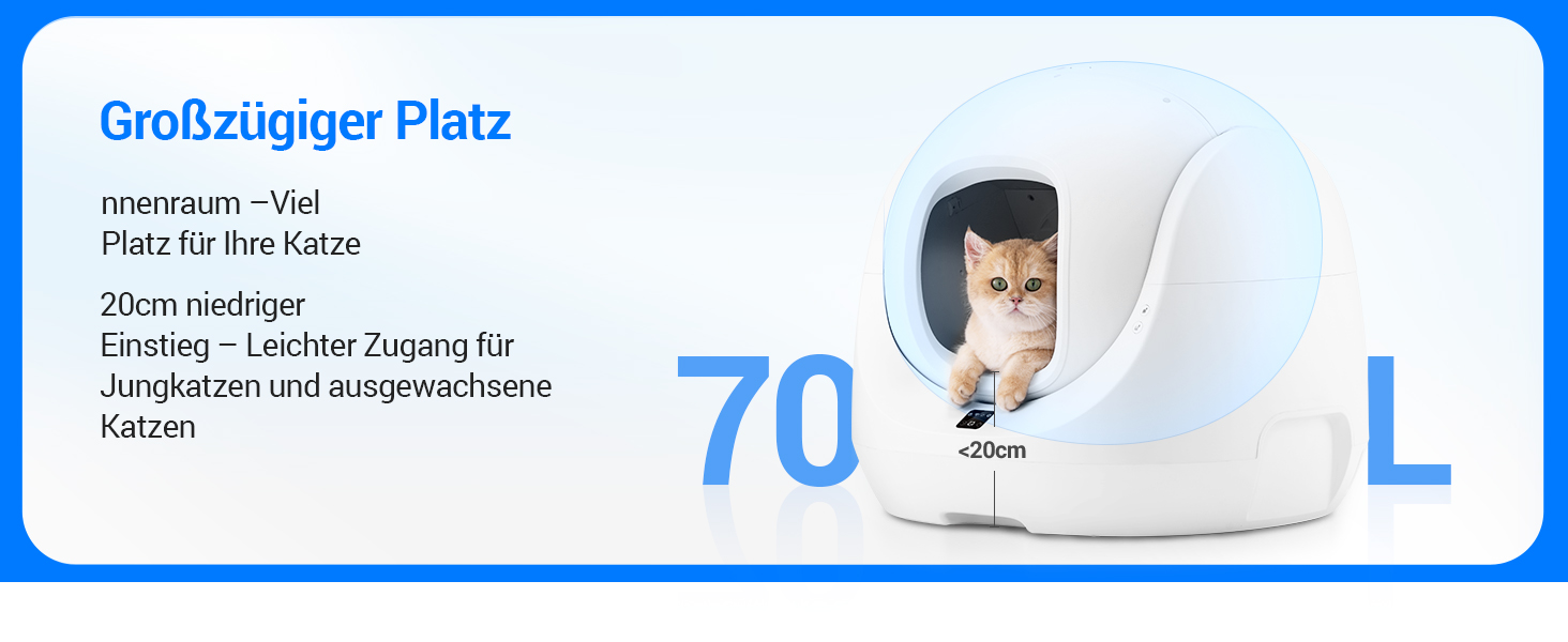 CATLINK Baymax: автоматичний туалет для котів 70л, XXL, 7-рівневий захист від протікання, керування через додаток, розпізнавання кількості котів, білий