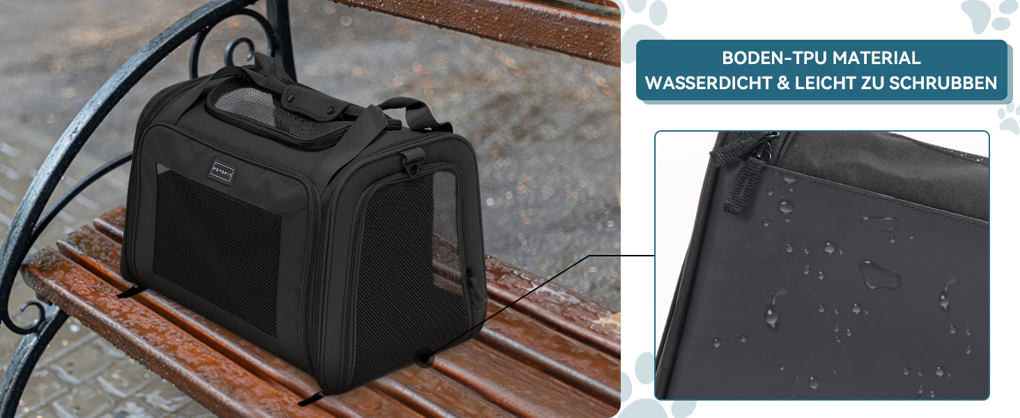 Транспортна сумка для котів та собак Petsfit - складана переноска для тварин з м'яким килимком, 47.5 x 33 x 33 см, чорна