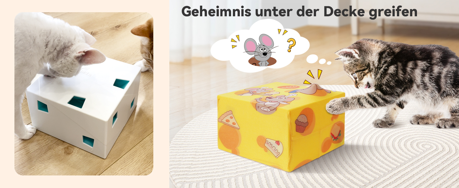 Інтерактивна іграшка для котів Migipaws 3 в 1: MigiBox з 12 отворами, електрична, з підсвічуванням, паперова, для розваги котів, перезаряджається