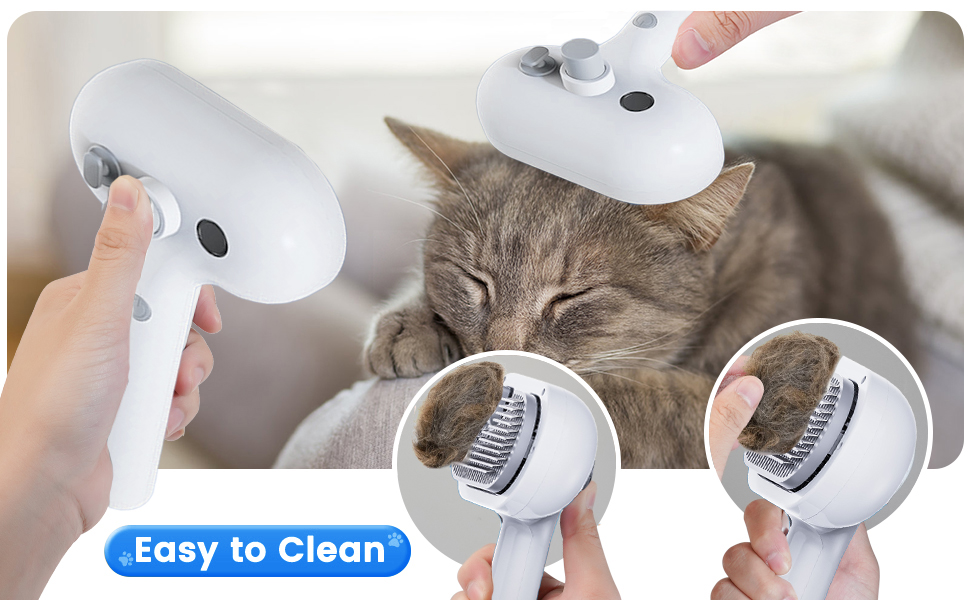 Щітка для котів Sylswx з парою, 3 в 1, для довгої та короткої шерсті, також для собак, проти статичної електрики та ковтунів, біла