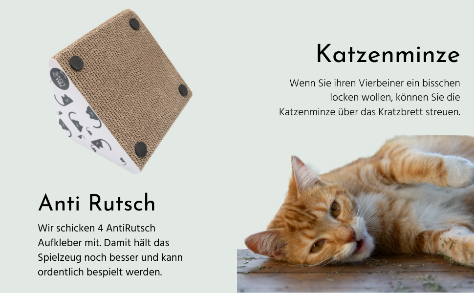 Іграшка для котів Fellou з дзвіночком та котячою м'ятою, когтеточка-панель з антиковзкими ніжками та котячою м'ятою, іграшка-трикутник для котів (2 м'ячики)