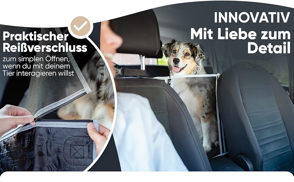 SEELENTIER® захисна підстилка для собак в авто: водонепроникна, антикіготна, 130x63 см, з ISOFIX, 2 повідки