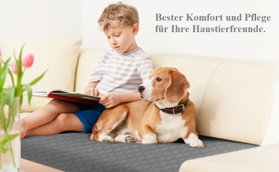 Водонепроникний килимок для собак Dokeno - двосторонній, м'який, для великих та маленьких собак/кішок, захист диванів, ліжок та авто - можна прати в пральній машині (132 x 52 см)