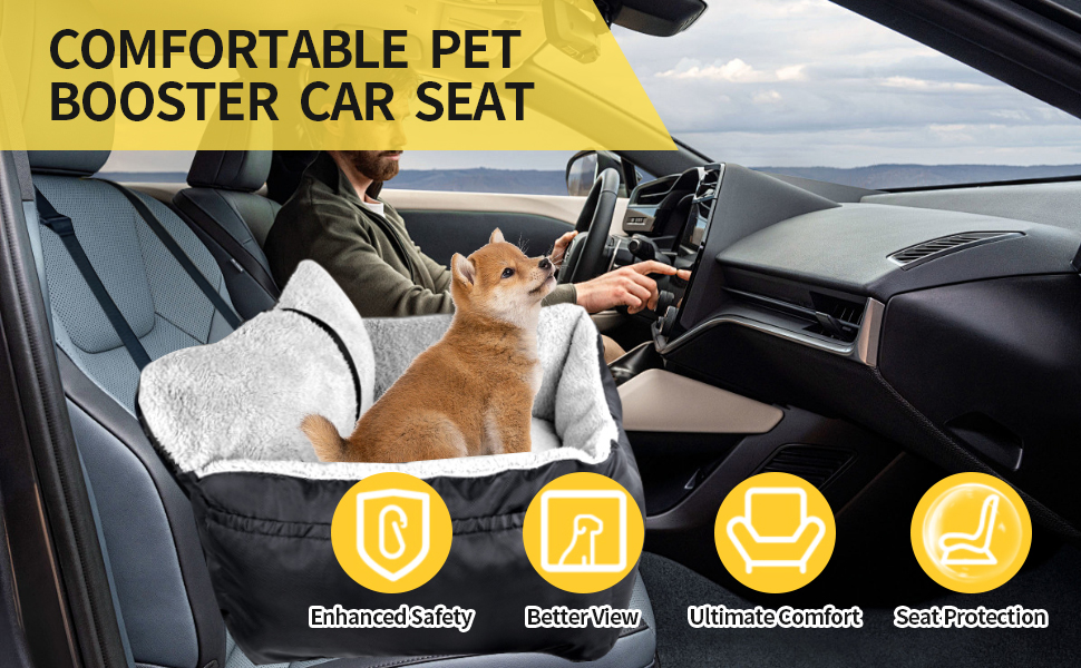 Автокрісло для собак великих порід, автоліжко для собак та котів, зручне автоліжко для тварин з поворотцем та антиковзною основою, чорний колір, великий розмір