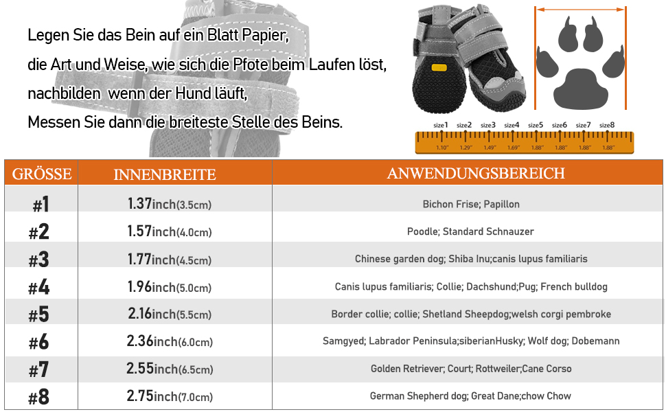 Черевики для собак середніх порід, неслизькі, з світловідбиваючими смугами, захист лап для снігоходів/прогулянок/відпочинку на природі/підлоги (2) сірі