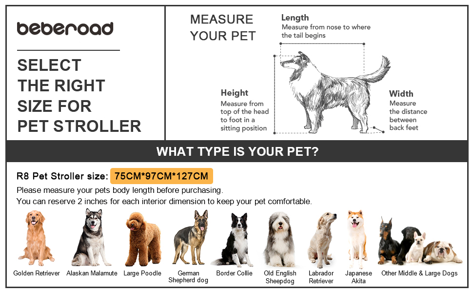 Beberoad 2-в-1 Причіп для собак на велосипед та візок, складаний, до 45 кг, R8 (Чорний)
