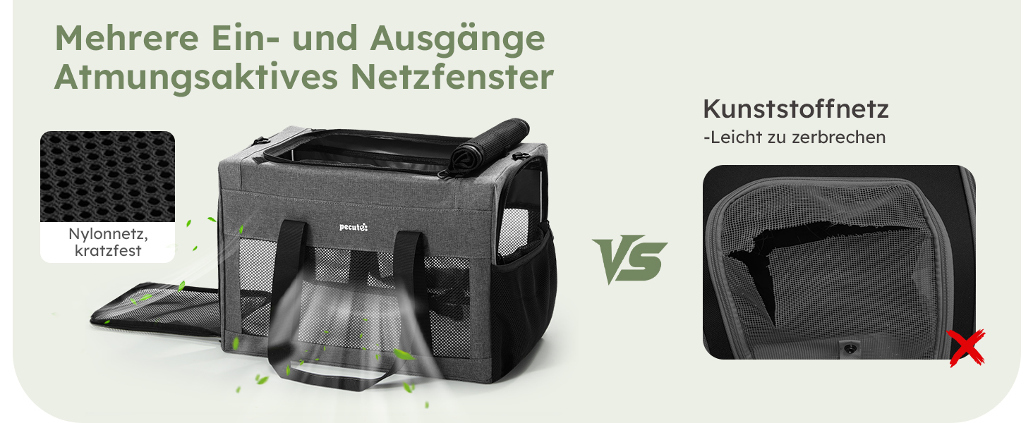 Переносна переносна сумка для котів Pecute Katzentasche, XL, 47x33x30 см, сіра