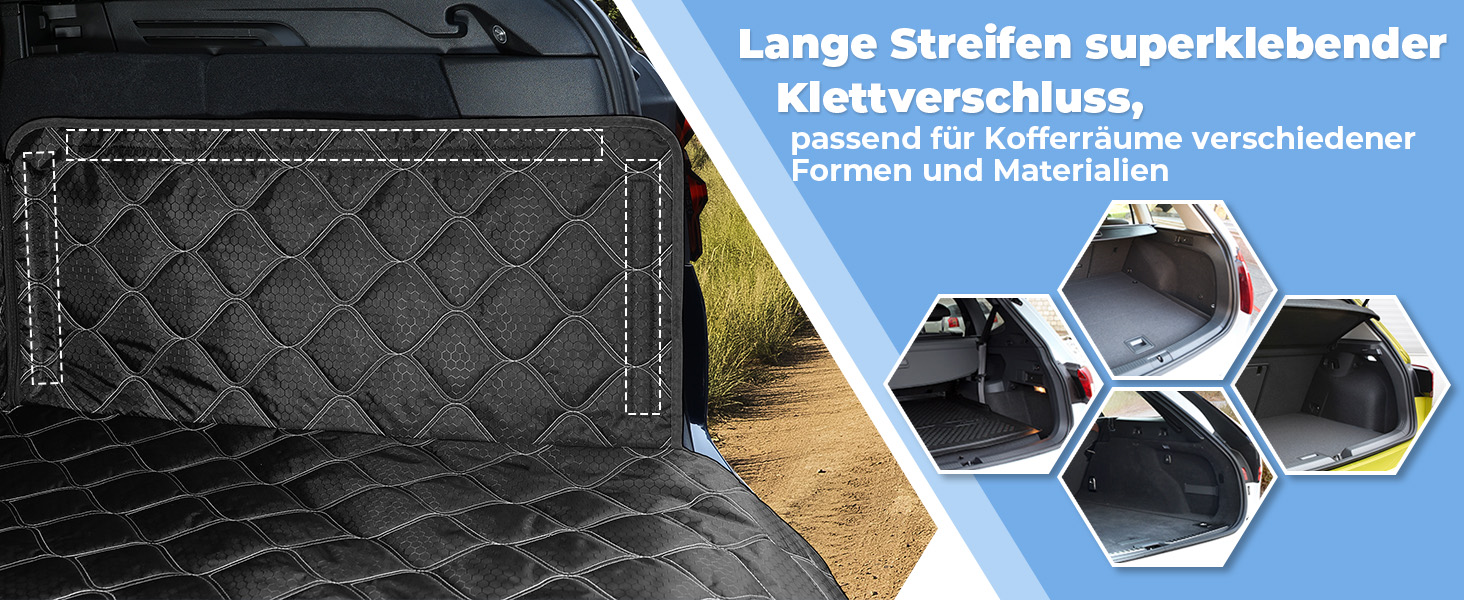 Захист для багажника автомобіля KYG: стеганий килимок для собак з захистом бокових панелей та краю, вологостійкий, стійкий до подряпин, універсальний, чорний, 185x105 см