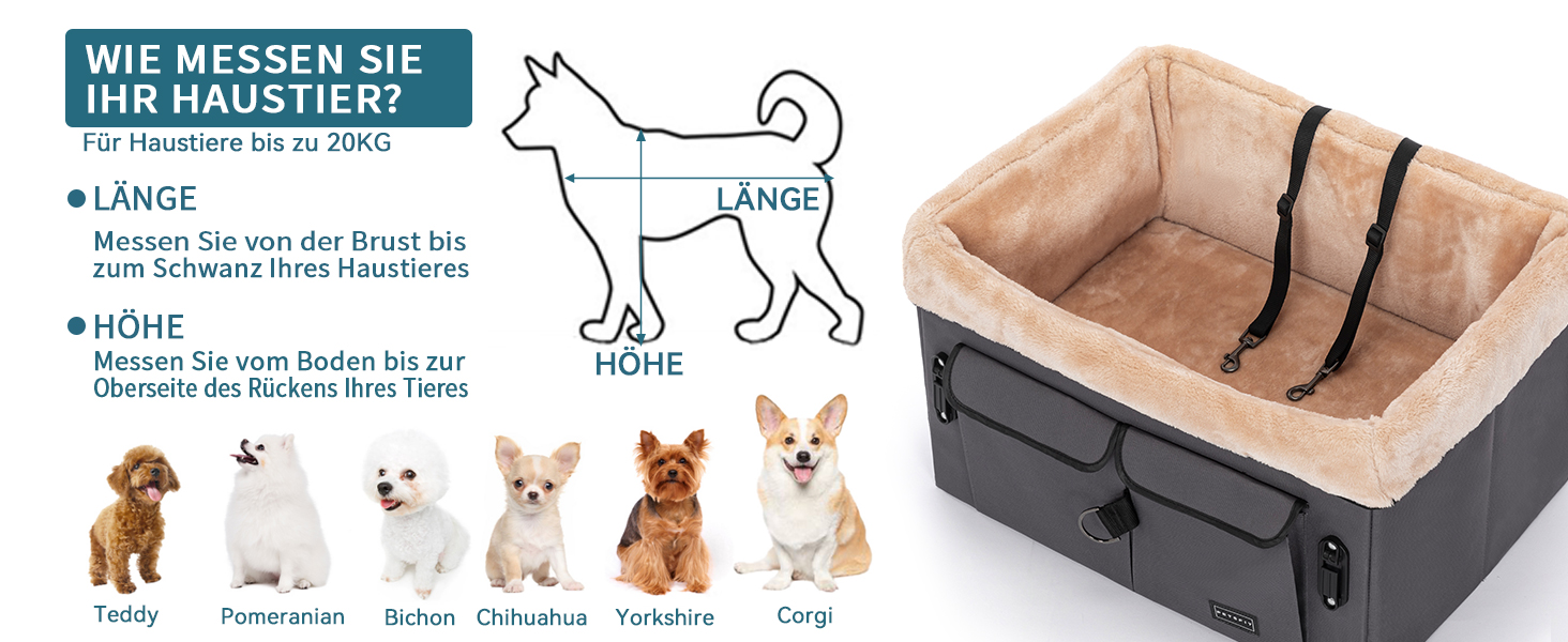 Автокрісло для собак Petsfit - сіре, M - для середніх та 2 маленьких собак