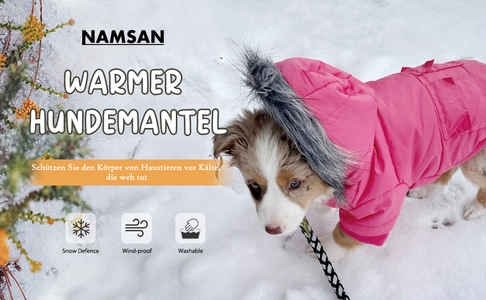 Водонепроникний зимовий одяг для собак Namsan Pet - теплий пуховик з капюшоном, сірий, розмір S (Bust: 9.8-11.8'')