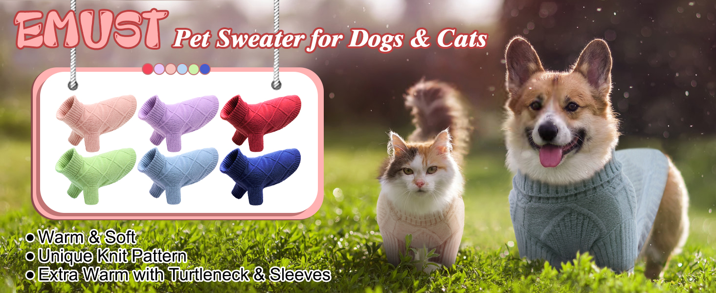 Пуловер для собак EMUST великих порід, еластичний, з рукавами, теплий роллік для осені та зими, зелений XL
