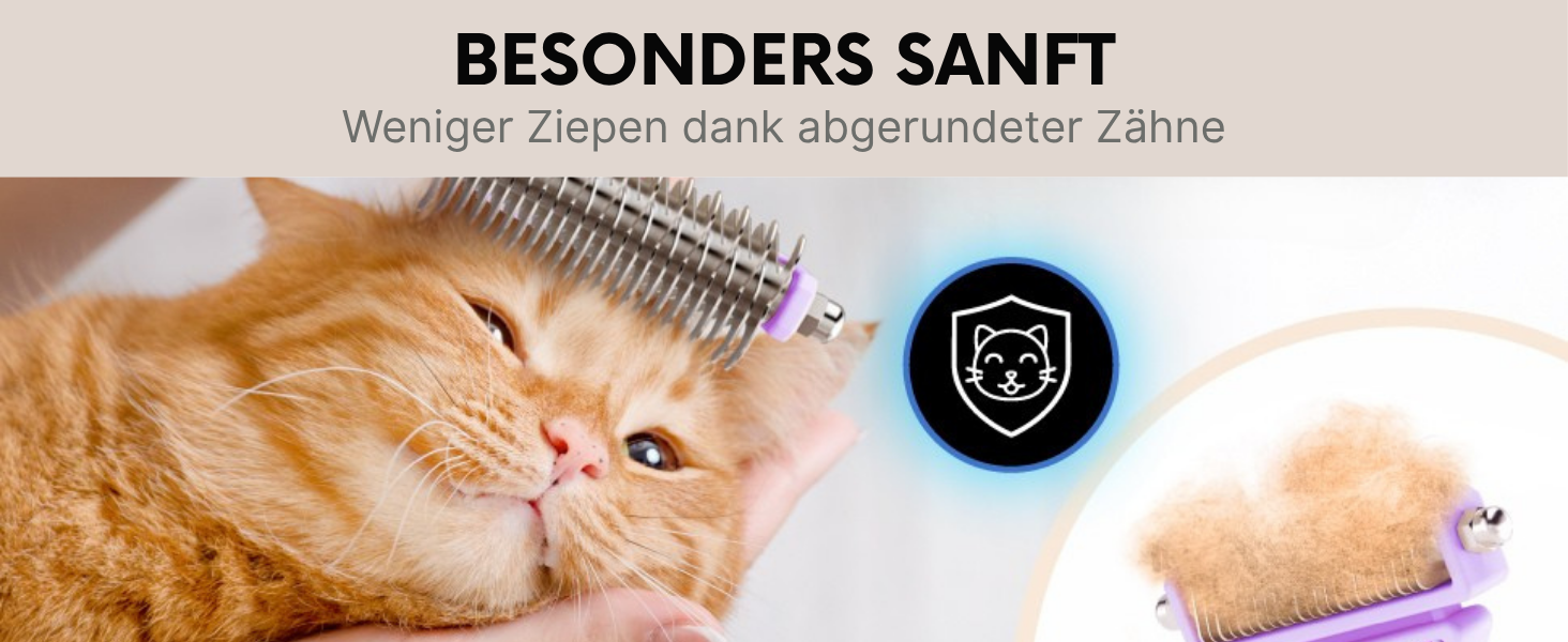 Щітка для котів Pretty Paw® для видалення шерсті, масажна підшерсткова щітка, для довгошерстих та короткошерстих котів, проти ковтунів, лаванда, нова!