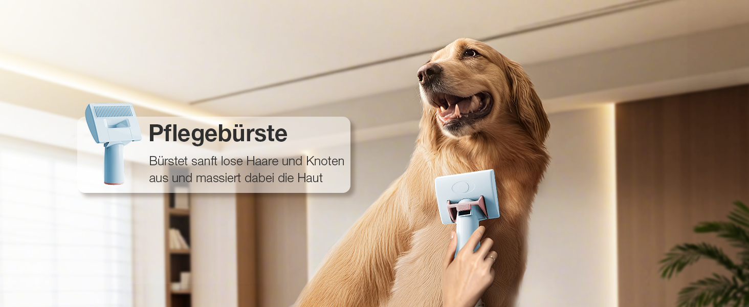 Набір для догляду за тваринами 7-в-1: Шерстьомашина, пилосос для шерсті та фен для собак та котів. Потужність 11000Pa, об'єм контейнера 2.5L, 3 режими потужності та температури. Тиха робота. Колір: блакитний.