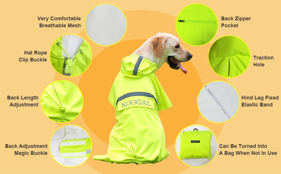 Водонепроникний дощовик для великих собак, зелений, розмір 6XL