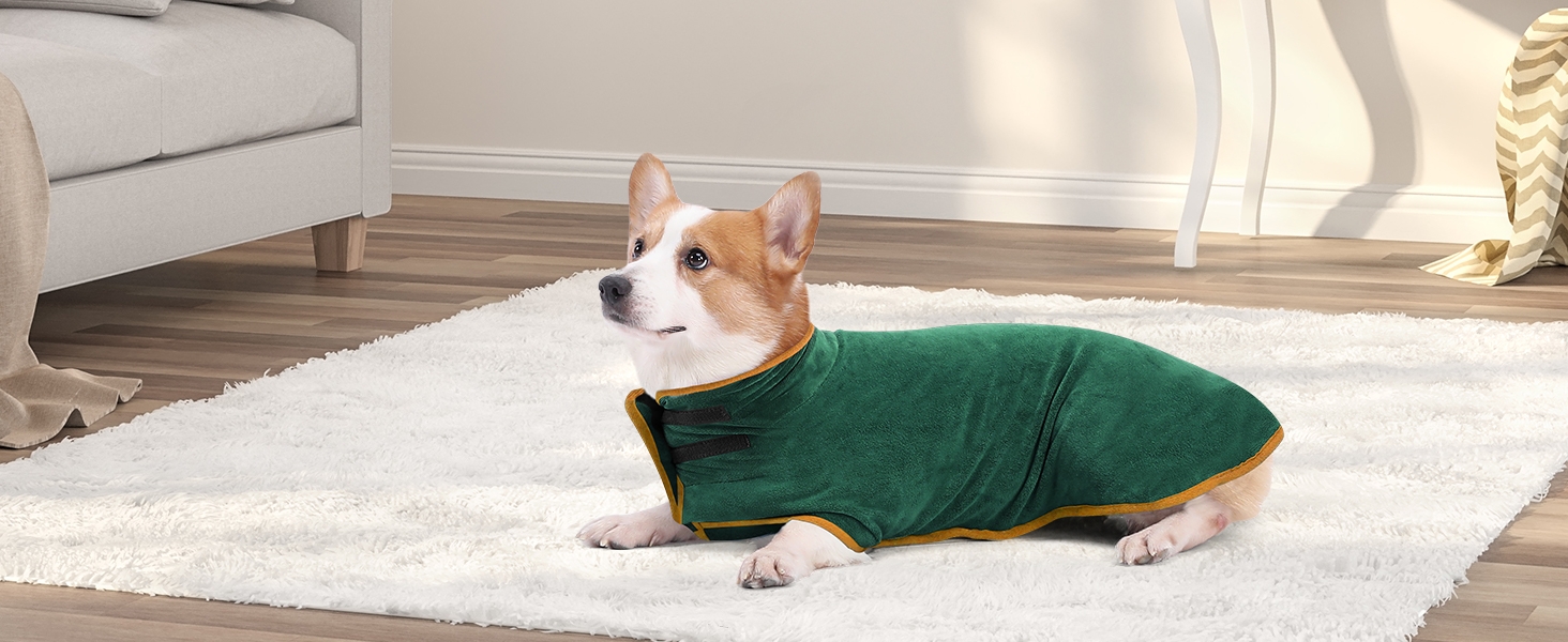 Рушник для собак PETTOM з мікрофібри, швидковисихаючий, бавовняний, супер-поглинаючий, для великих, середніх та маленьких собак (M, Зелений) M Темно-зелений