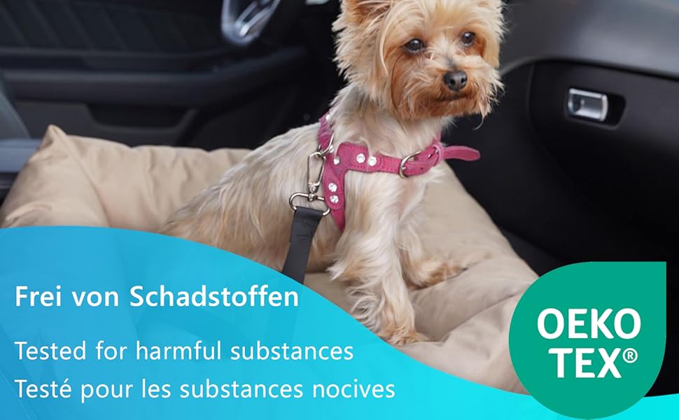 Автомобільний сидіння для собак NYVIPet Julian, 56x51 см, чорний. Водовідштовхувальне, з повідком та кріпленням для авторемня. Підходить для маленьких собак, забезпечує максимальний комфорт. Сертифікат Oeko-Tex Standard 100.