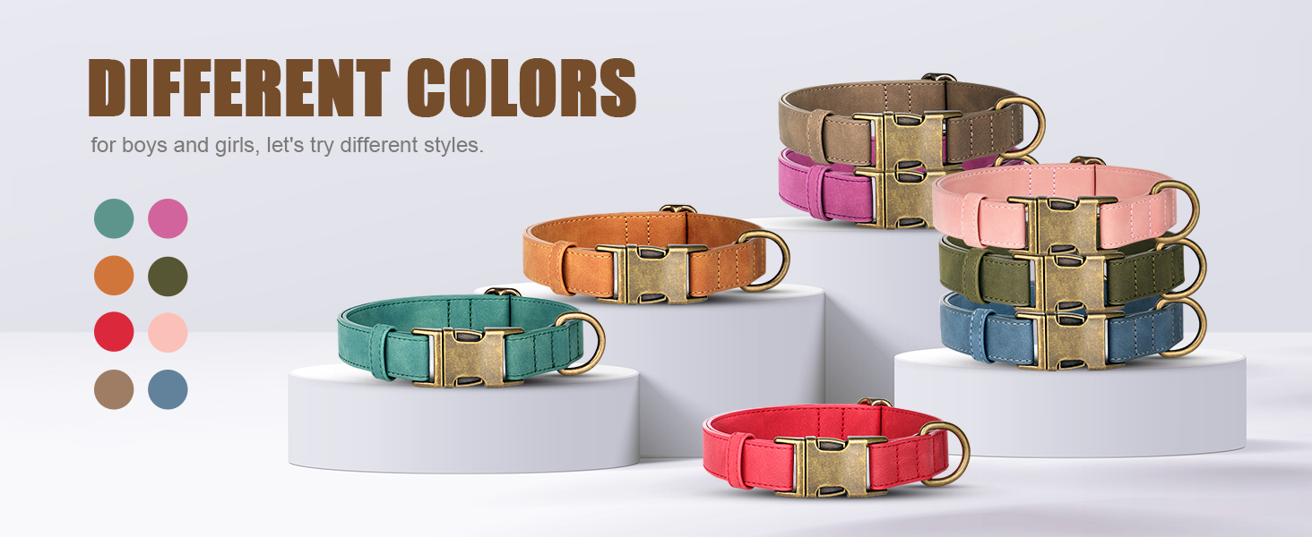 Нашийник для собак Didog з м'якої PU-шкіри, фіолетовий, розмір L (38,1-48,3 см), зручна застібка, для великих собак, для щоденних прогулянок