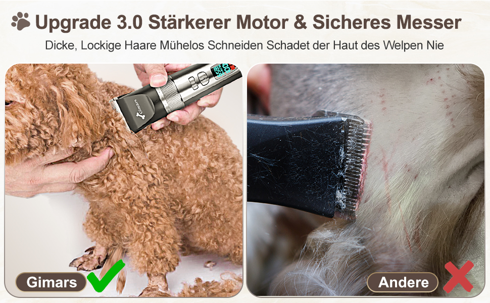 Гімрас 6-в-1 професійна машинка для стрижки собак з набором ножиць, 7000 об/хв, тиха, акумуляторна, для густого хутра, 4-в-1 триммер для лап, срібна