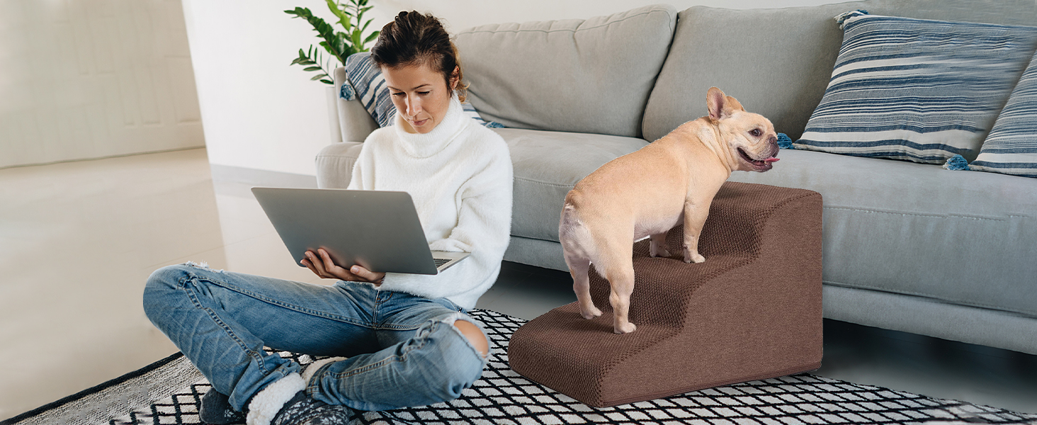 Сходинка для собак Galatée: зручна та стабільна, 5 сходинок, знімний, пральний чохол, протиковзка, для диванів, ліжок та авто