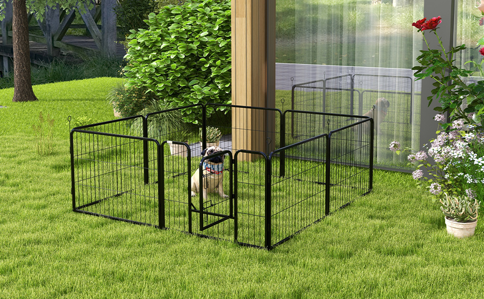 Клітка-загон для цуценят PawHut - металева, 80 x 60 см, чорна