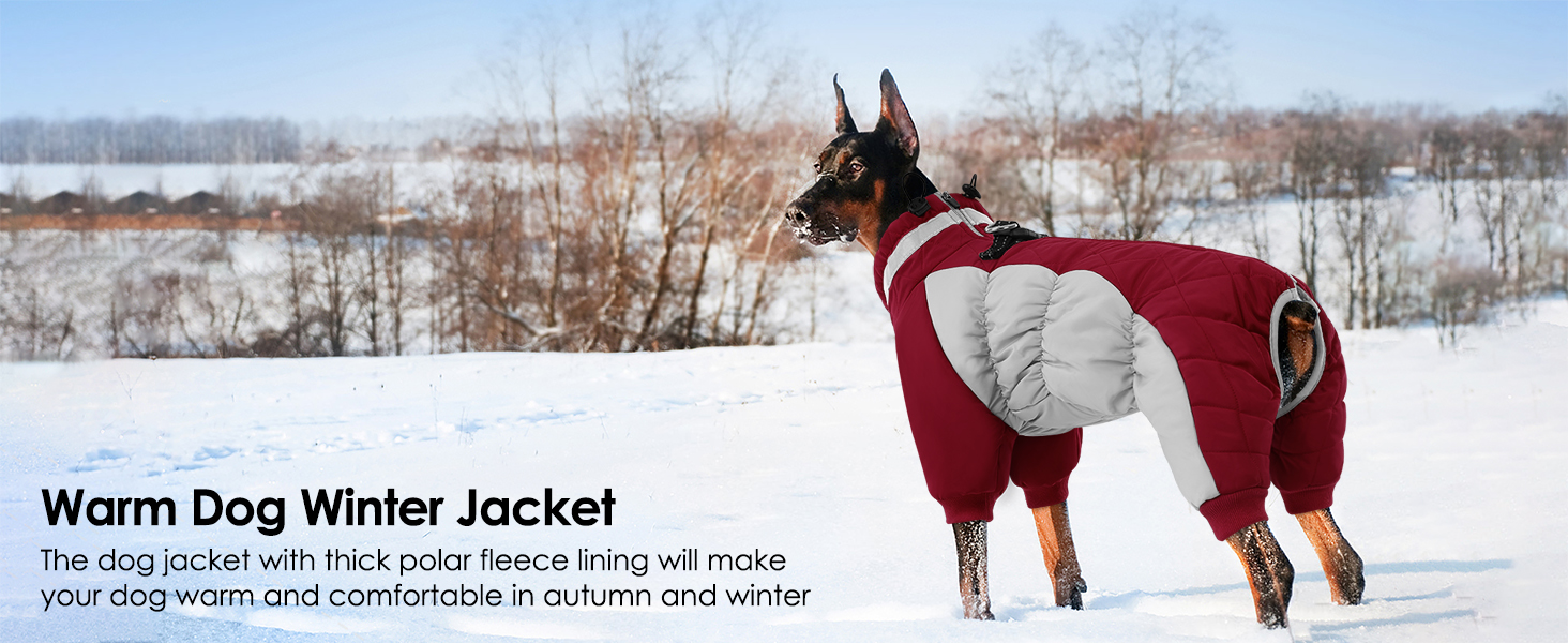 Зимовий комбінезон для собак AOFITEE - теплий водонепроникний зимовий одяг для великих собак з ніжками, підходить для Французького бульдога, колір: бордовий