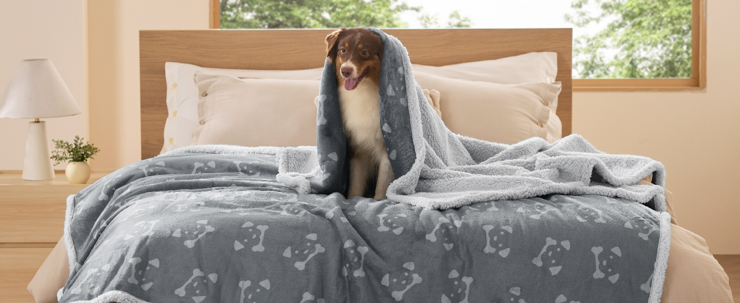 Водонепроникний коврик для собак BEDSURE великих порід - 152x127 см, миючий, з Sherpa Fleece, м'який, сірий XL (127x152)