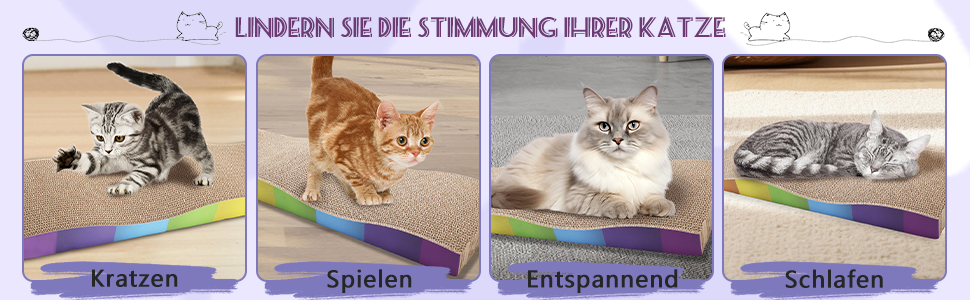 Котячі кігтеточки, 2 шт. Міцні картонні кігтеточки для котів з котячою м'ятою, перероблювана картонна підставка для дряпання котів 62.9 * 21.5 * 4.8 см, кігтеточки для догляду за кігтями