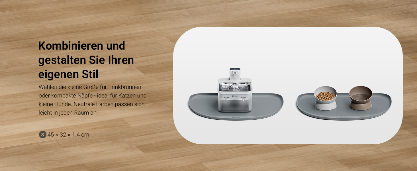 Підкладка під миску для котів DownyPaws, силіконова, 62 x 43 см, сіра. Захист від розливу води та корму, легко миється, BPA-free