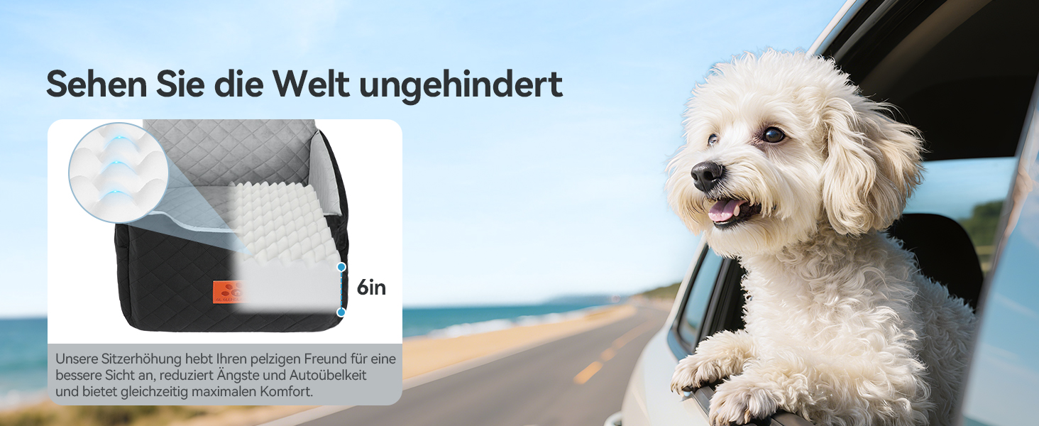 Автокрісло для собак маленьких та середніх порід (до 15 кг), знімний та миючий чохол, 2 ремені безпеки (чорний/коричневий)