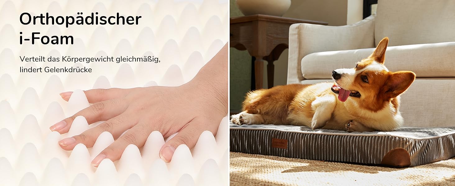 Ортопедичне ліжко для собак FUKUMARU - 91x56x9 см, зелене, з водонепроникним покриттям, м'яке, з антиковзаючою основою