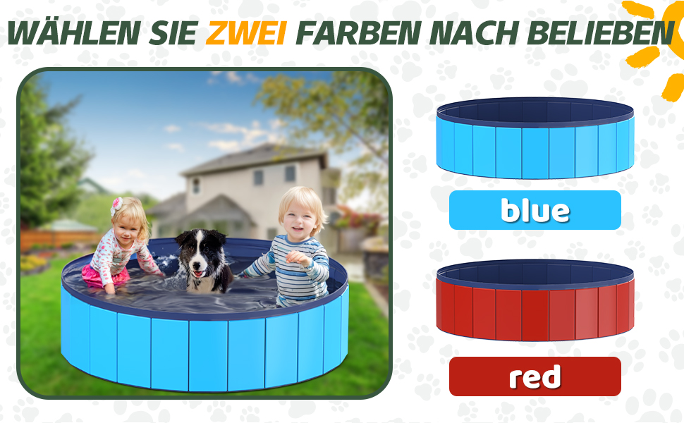 Складний басейн для собак CACSPS, 221 x 30,5 см, басейн для дітей з жорсткого пластику, неслизька ванна для собак на вулицю, задній двір, складний басейн для собак, дітей, домашніх тварин (червоний)