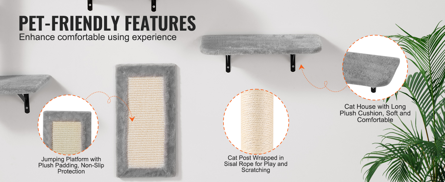 Комплект меблів для котів VEVOR: комплекс для лазіння, лежання, ігор, 6 предметів (до 18 кг)