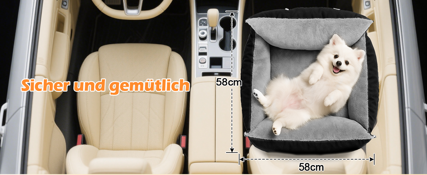 Автомобільний лежак для собак 3-в-1 – переносна лежанка для маленьких собак, з розкладною поверхнею, м'яким матрацом, для переднього та заднього сидіння, чорний