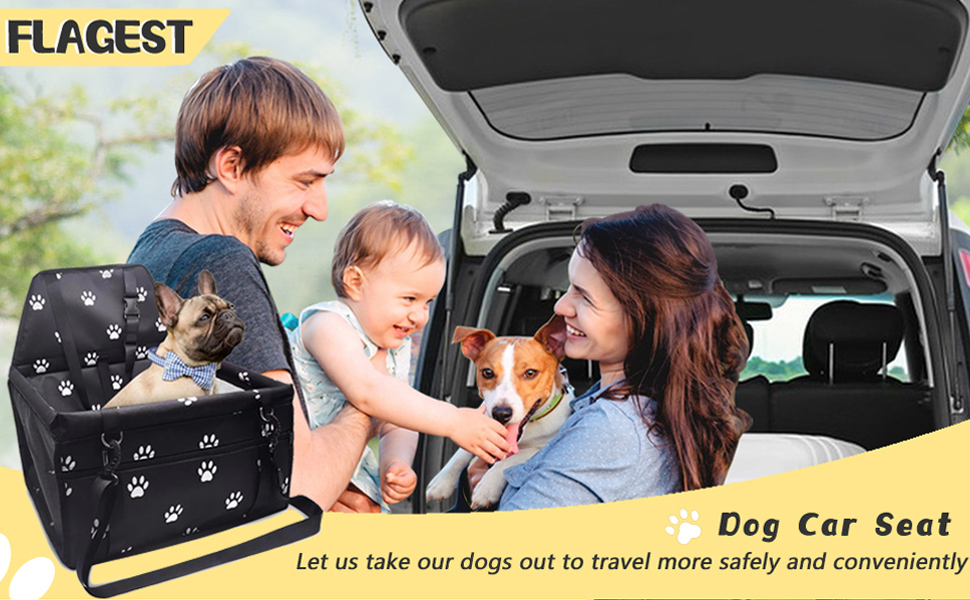 Автомобільний лежак для собак, Oxford, дихаючий, миючий, складаний, 40x32x24 см, з принтом лапки