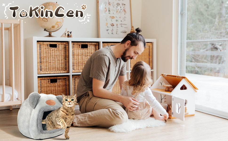 Кіт-будинок ТоКінЦен: миючий, для котів, кроликів, собак та інших дрібних тварин (сірий)