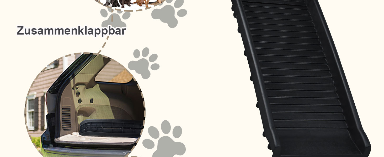 Рампа для собак Hunderampe, складна, антиковзка, до 90 кг, 156x40 см, для SUV, чорна
