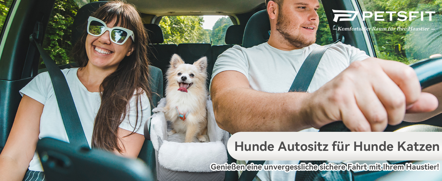 Автокрісло для собак PETSFIT, сіре та біле, для маленьких собак до 5 кг, з безпечними ременями та знімним м'яким сидінням