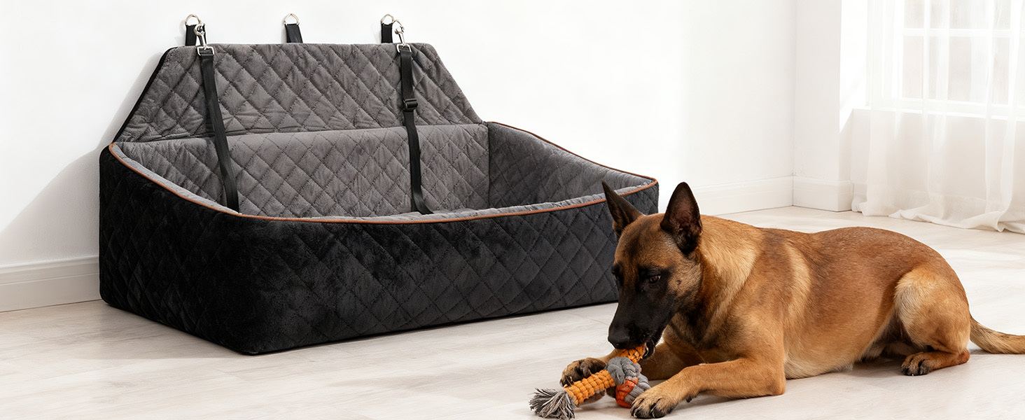 Автокрісло для собак великих та середніх порід до 45 кг, знімний, миючий, з безпечними ременями та неслизьким дном для заднього сидіння автомобіля