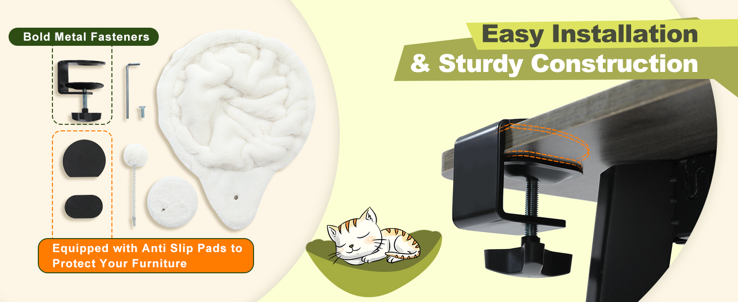 PAWZ Road: Крісло-гамак для кота на стіл, дерев'яне, 360° обертання, регульована висота, для дряпання, до 23 кг (Бежевий, Кругле)