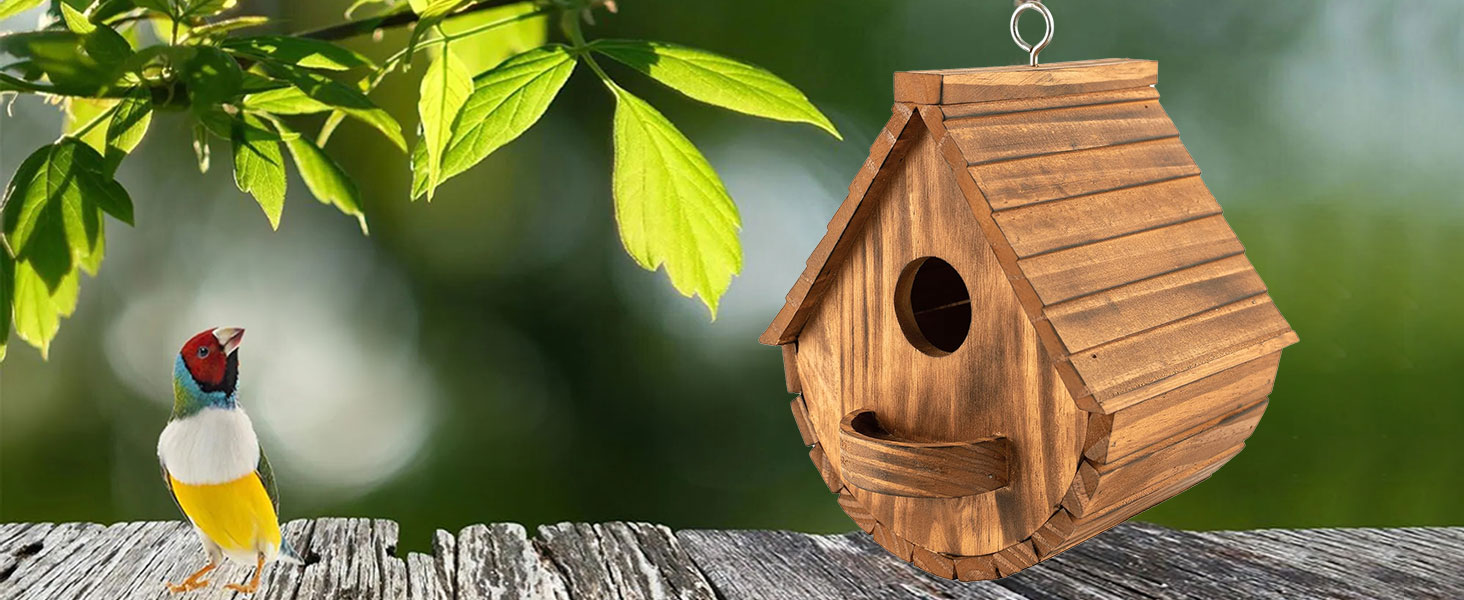 Будинок для птахів з сосни, підвісний, для садових птахів, стійкий до погодних умов, ідеальне житло для синиць, шпаків та інших диких птахів
