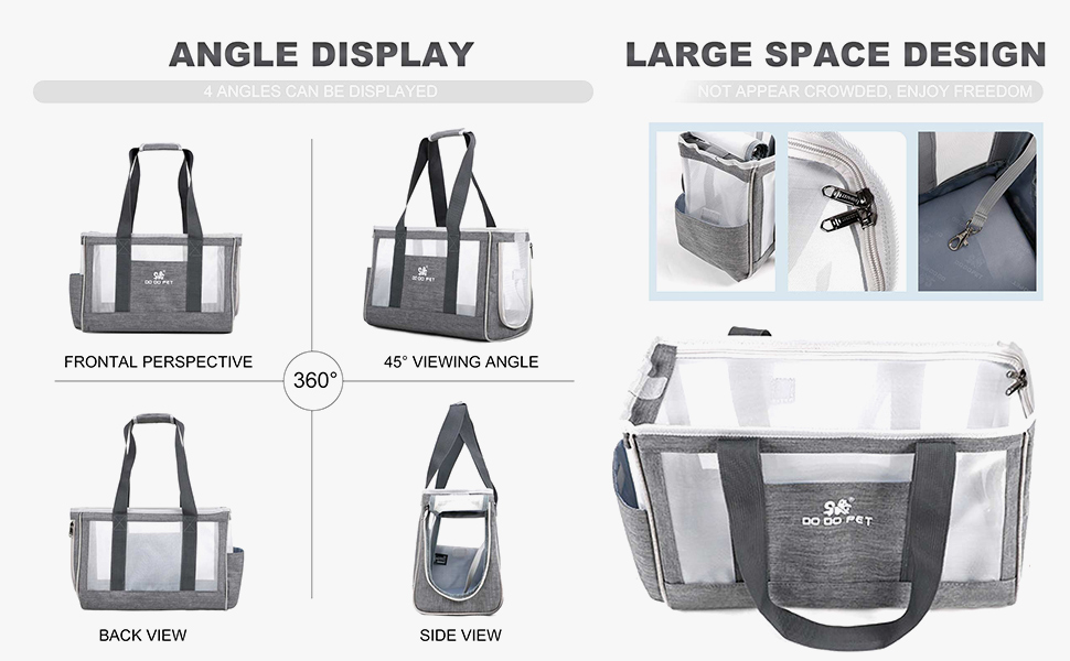 PETCUTE переносна сумка-переноска для собак та котів з виймальною підстилкою, бічні кишені, страховий поводок, дихаюча переноска для маленьких собак, схвалена авіакомпаніями, блакитна